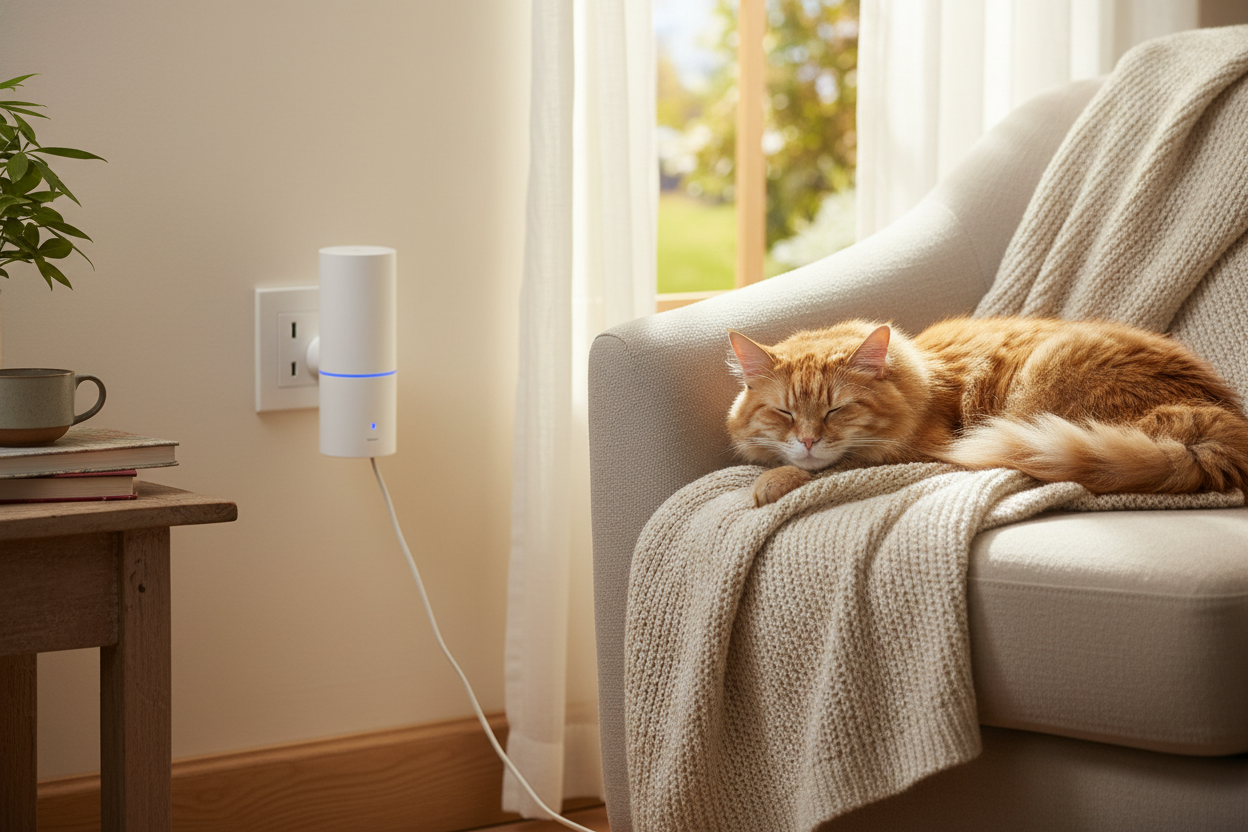 Cat calming diffuser in home