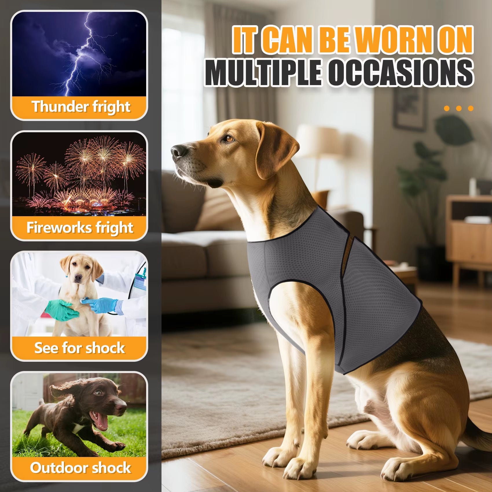Dog Anxiety Jacket, Dog Coat for Thunder, Skin-Friendly Dog Calming Shirt - Keep Pet Calm, anti Anxiety Vest for Dogs and Cat