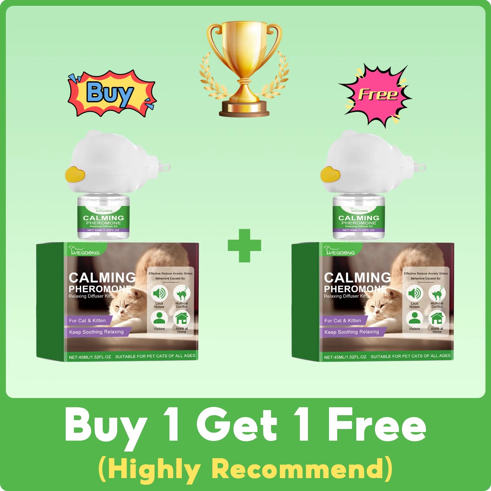 Cat Calming Diffuser Kit Refill Calming Mood Relaxing anti Anxiety Stress Soothing Comforting Pets Pheromone Calming Diffuser