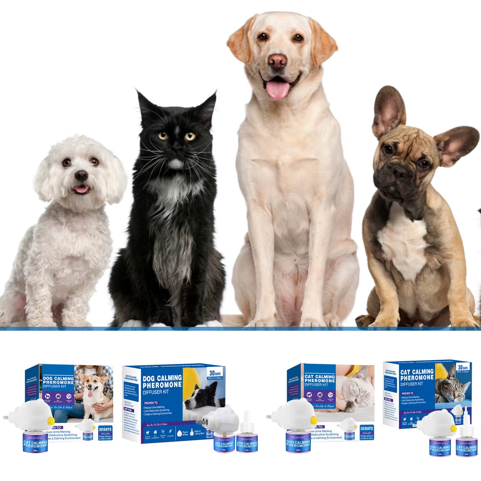 48/96Ml Pet Calming Diffuser Comfort Natural Pheromone Diffuser Calming Pheromone Long Lasting Calming Diffuser for Cats, Dogs