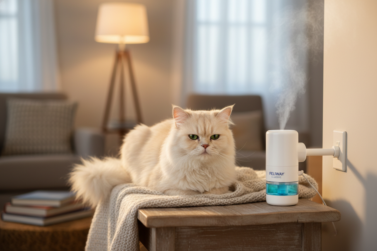 Cat calming diffuser kit in home